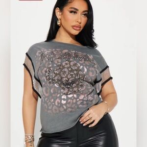 Def Leppard Chain Fringe Washed Tee - Grey SOLD OUT NWT 🔥🔥 XS